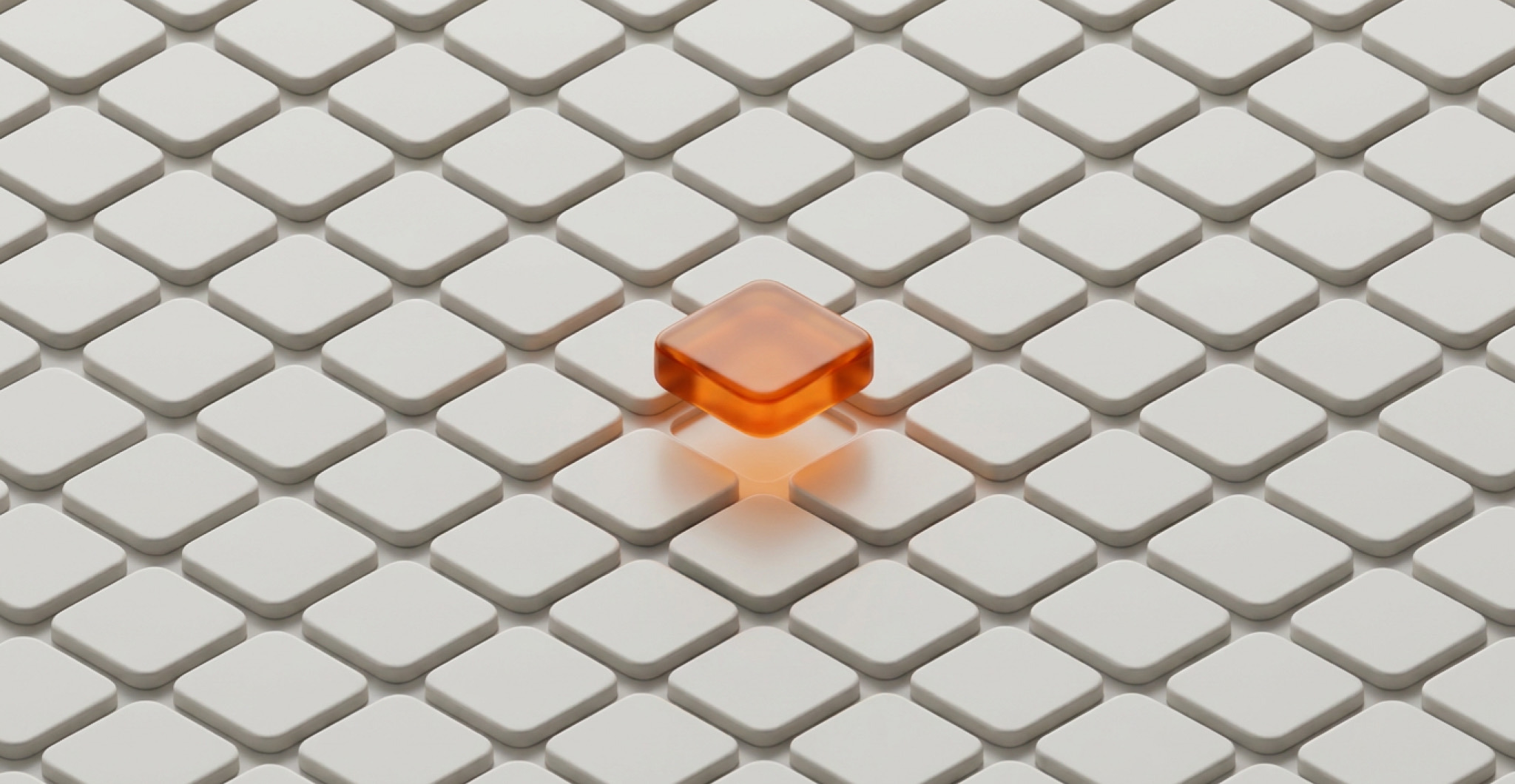 One orange tile stands out in a grid of white tiles, representing a single connected variant management workspace across product data
