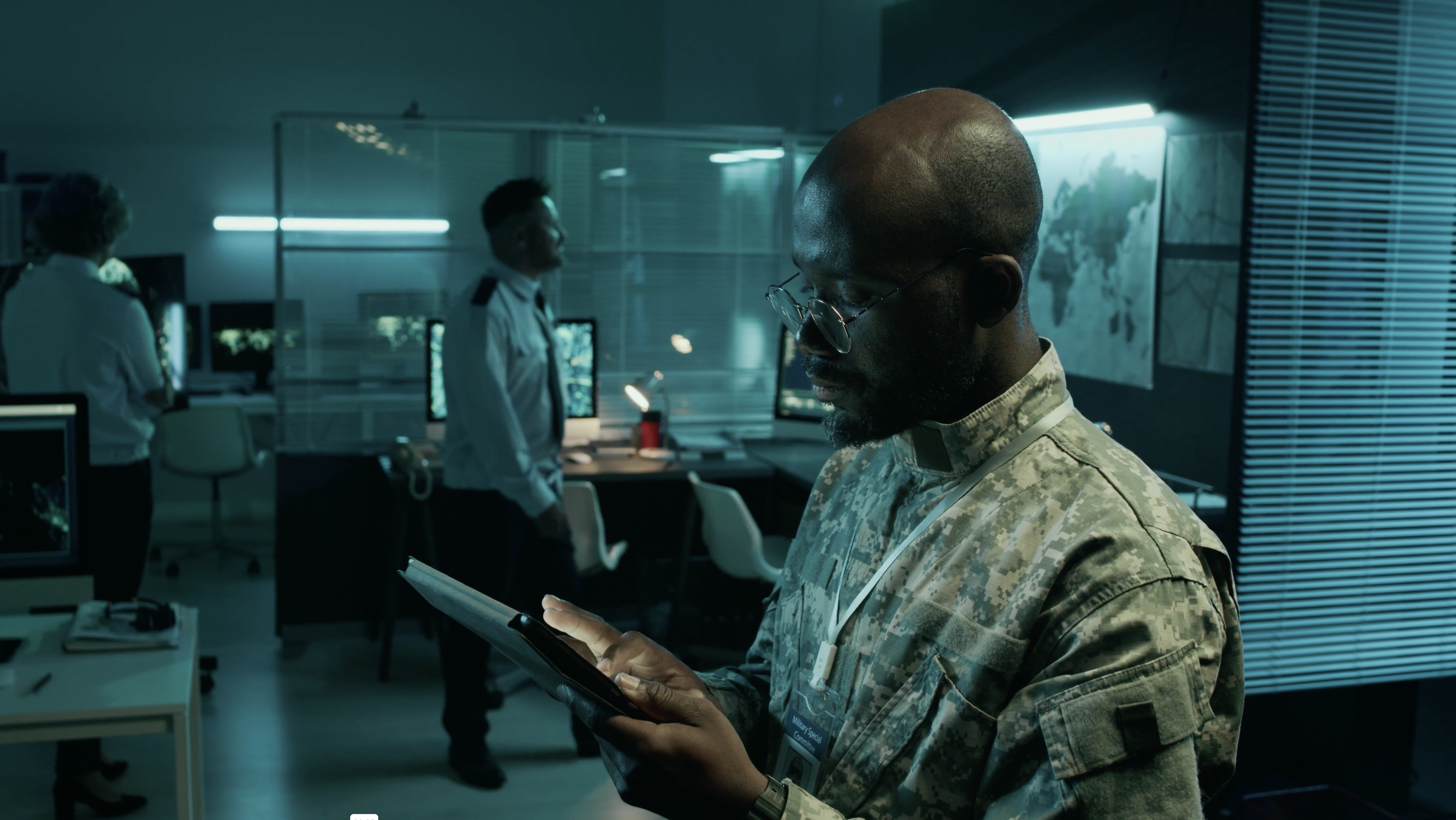 Engineer reviewing mission-critical data for a software-defined defense platform