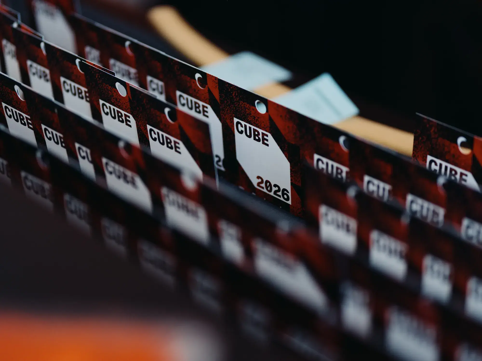 CUBE 2026 name badges at check-in